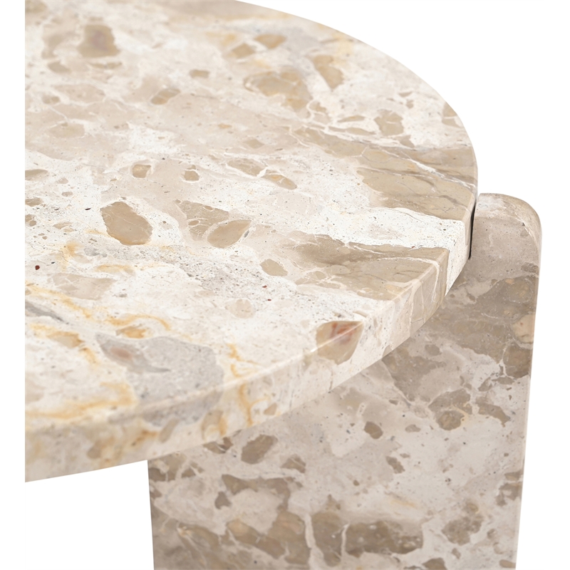Meridian Furniture Vernazza Beige Genuine Marble End / Side Table