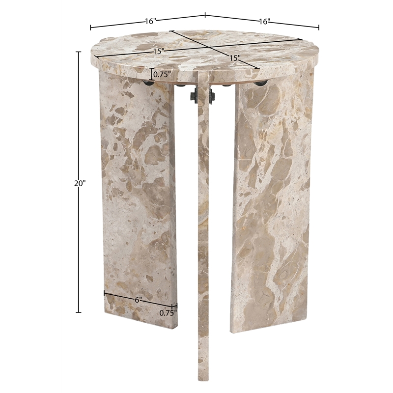 Meridian Furniture Vernazza Beige Genuine Marble End / Side Table