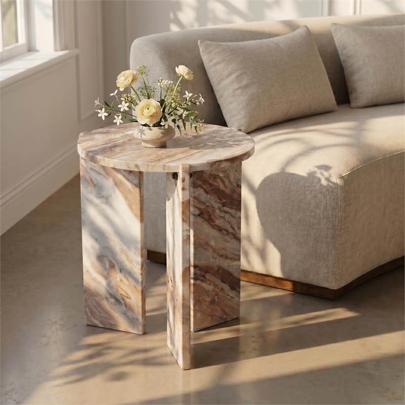 Meridian Furniture Vernazza Brown Genuine Marble End / Side Table