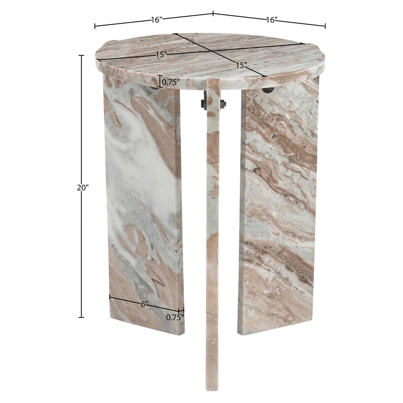 Meridian Furniture Vernazza Brown Genuine Marble End / Side Table