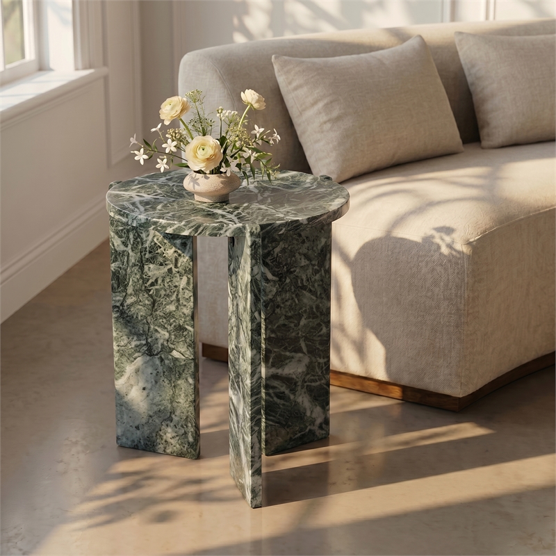 Meridian Furniture Vernazza Green Genuine Marble End / Side Table