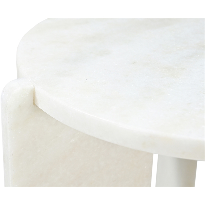 Meridian Furniture Vernazza White Genuine Marble End / Side Table