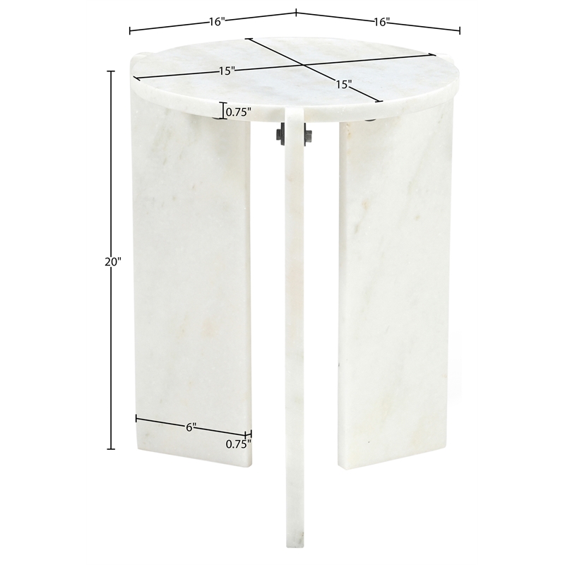 Meridian Furniture Vernazza White Genuine Marble End / Side Table