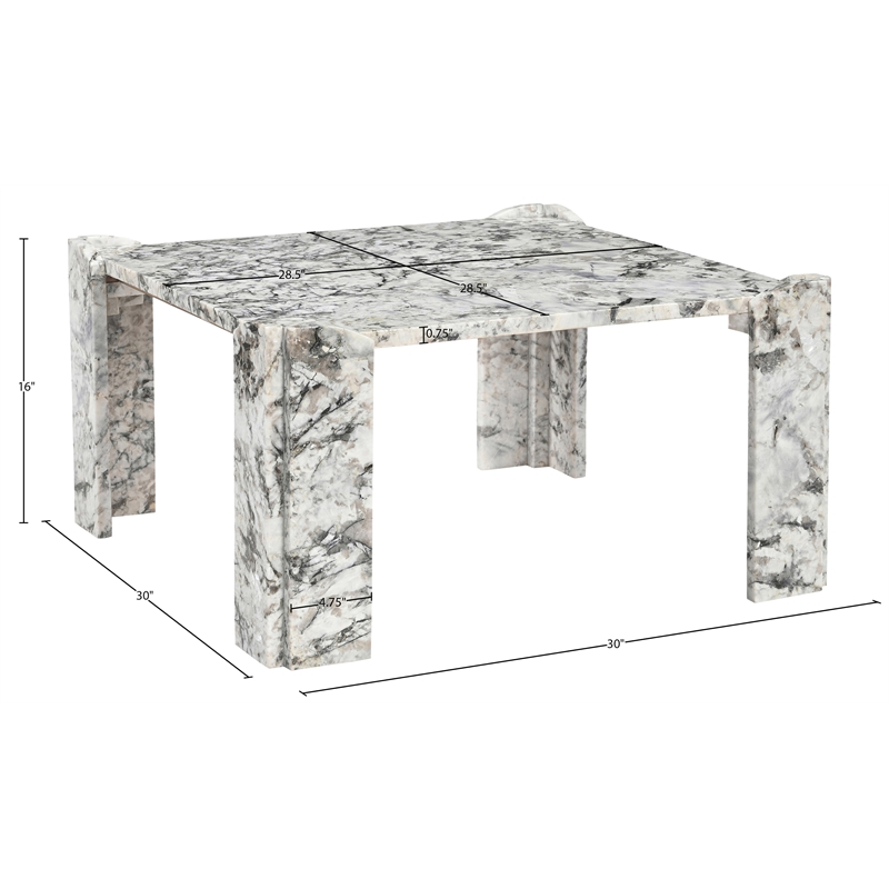 Meridian Furniture Ravello Alaska Genuine Marble Coffee Table