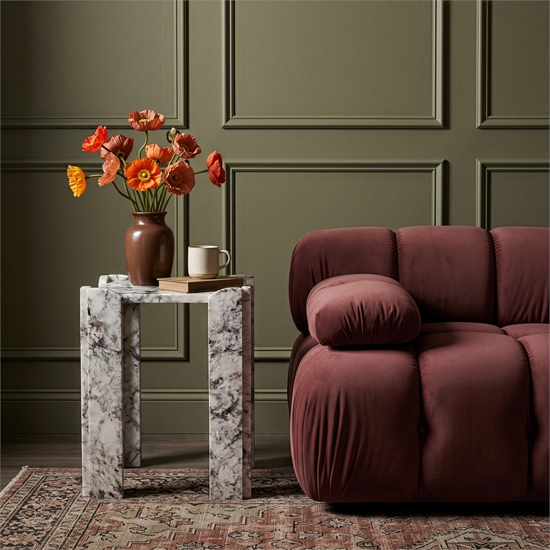 Meridian Furniture Ravello Alaska Genuine Marble End / Side Table