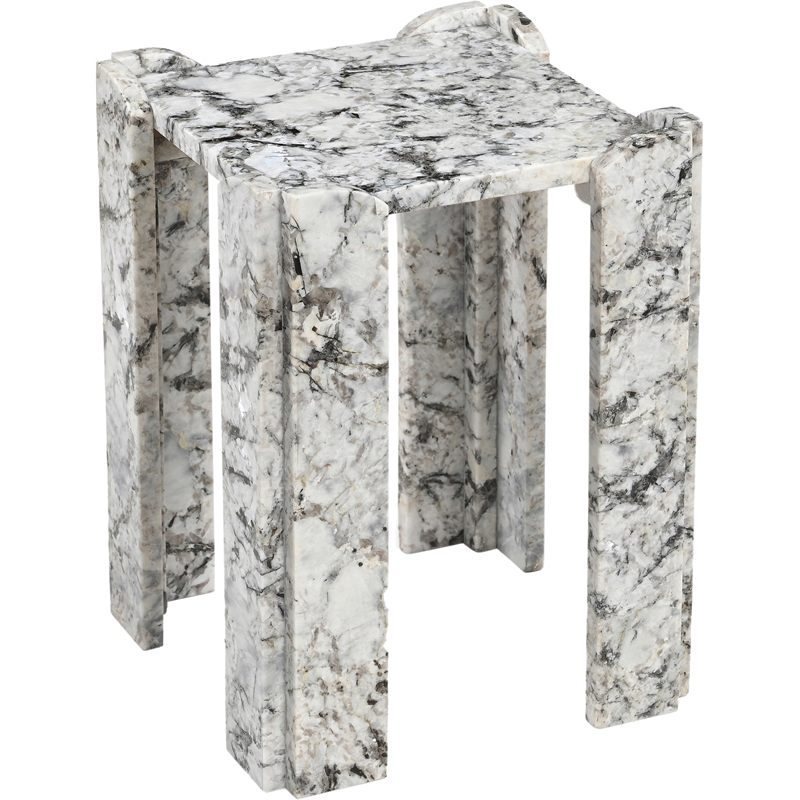 Meridian Furniture Ravello Alaska Genuine Marble End / Side Table