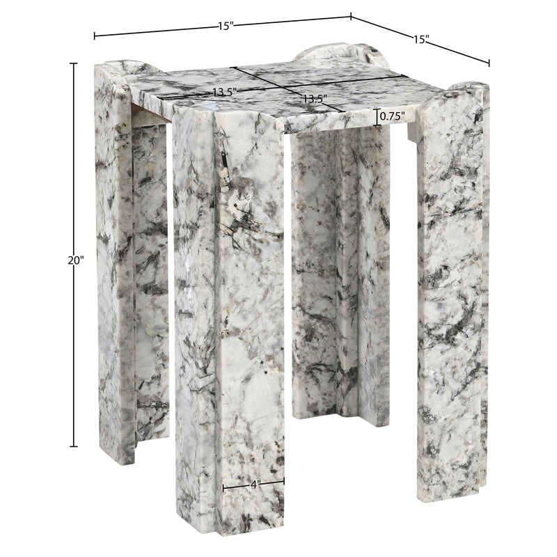 Meridian Furniture Ravello Alaska Genuine Marble End / Side Table