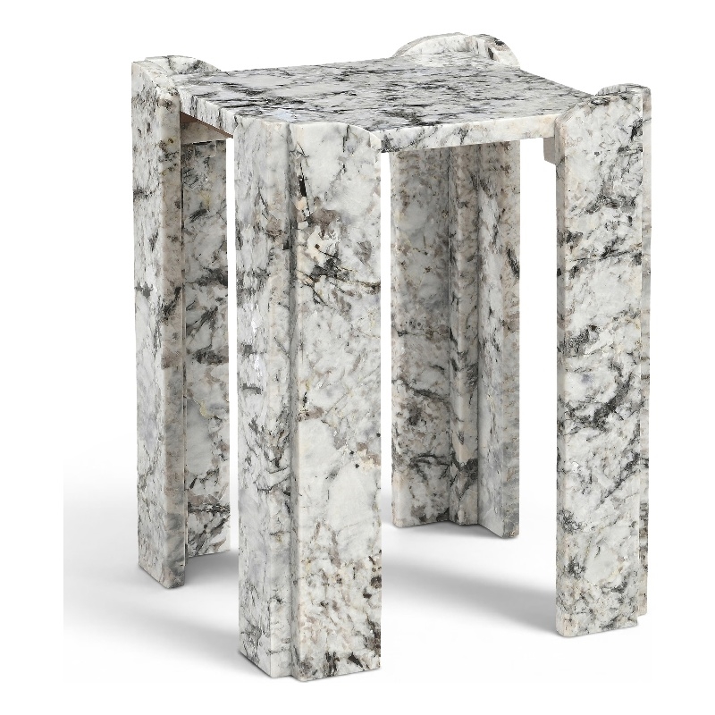 Meridian Furniture Ravello Alaska Genuine Marble End / Side Table