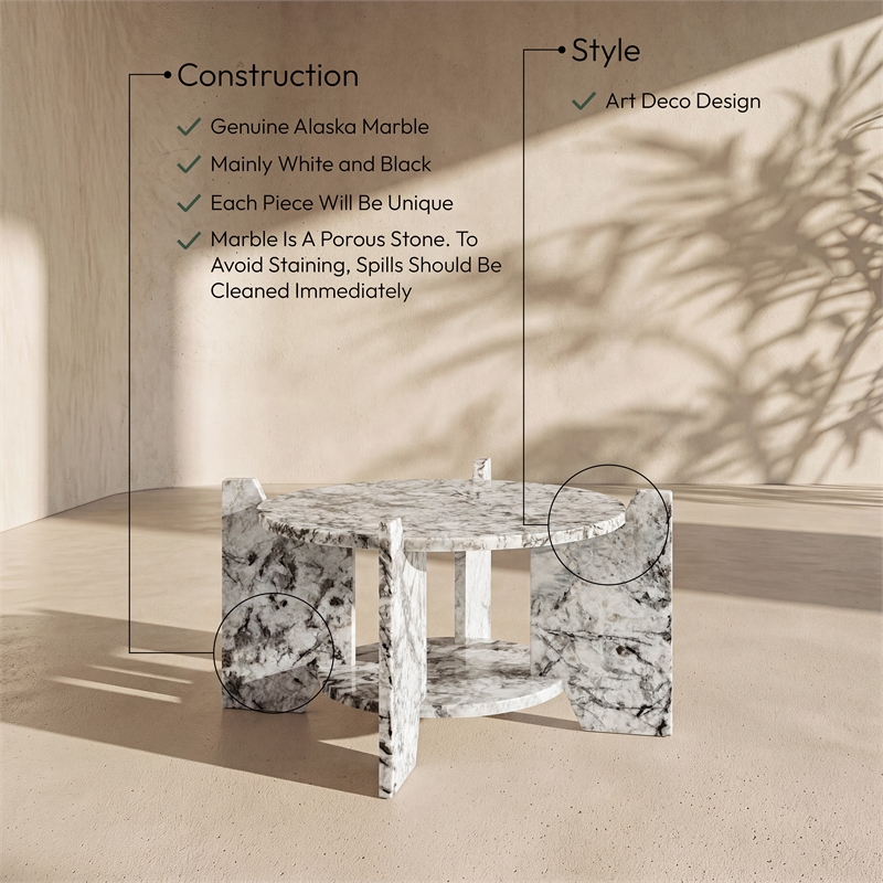 Meridian Furniture Soriano Alaska Genuine Marble Coffee Table