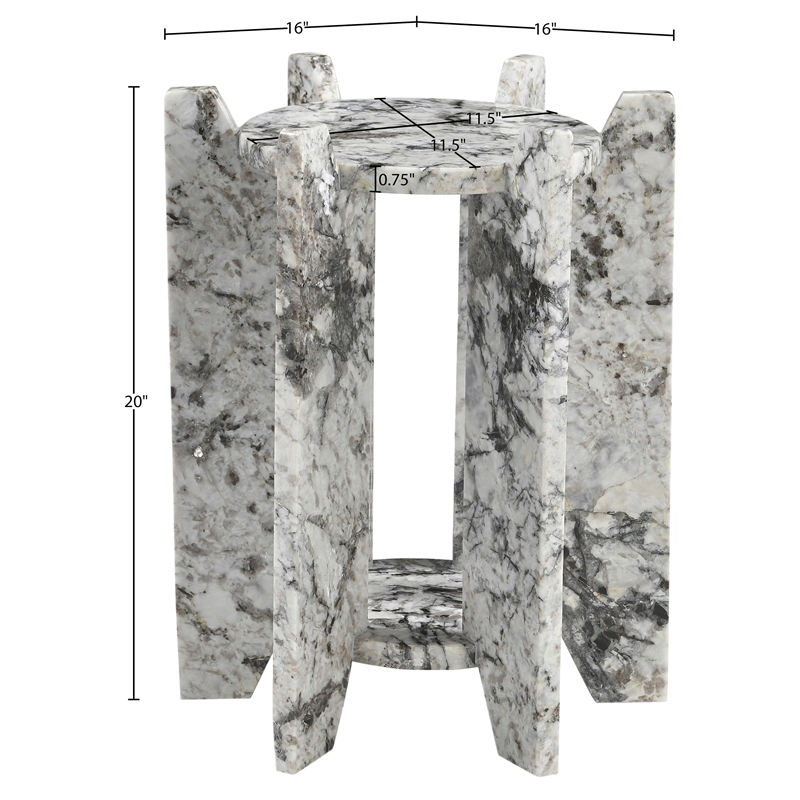Meridian Furniture Soriano Alaska Genuine Marble End / Side Table