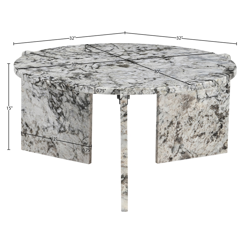 Meridian Furniture Vernazza Alaska Genuine Marble Coffee Table