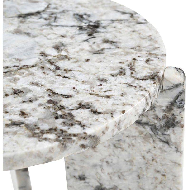 Meridian Furniture Vernazza Alaska Genuine Marble End / Side Table