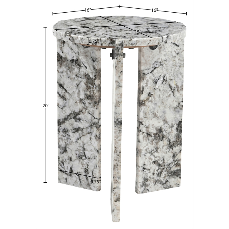 Meridian Furniture Vernazza Alaska Genuine Marble End / Side Table