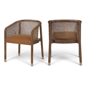 Meridian Furniture Sylvan Cognac Vegan Leather Dining Chair (Set of 2)
