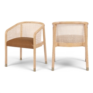 Meridian Furniture Sylvan Cognac Vegan Leather Dining Chair (Set of 2)