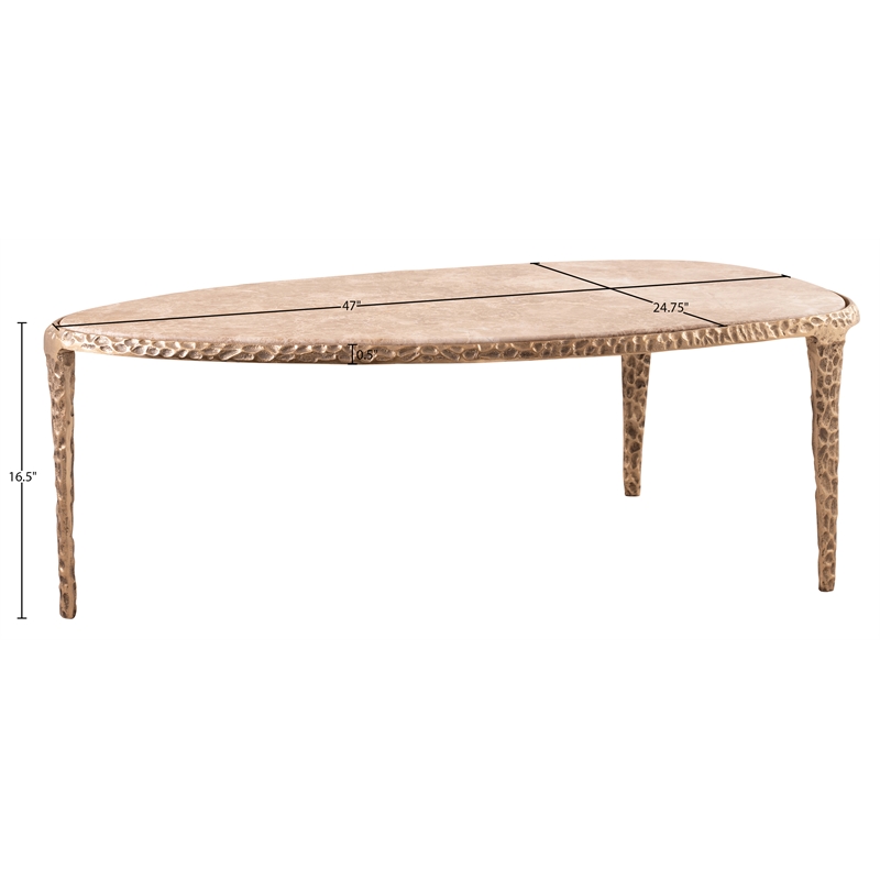 Meridian Furniture Gild Beige Genuine Marble Top And Aluminum Base Coffee Table