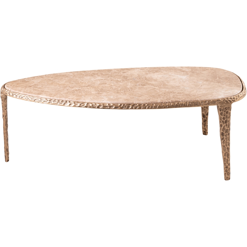 Meridian Furniture Gild Beige Genuine Marble Top And Aluminum Base Coffee Table