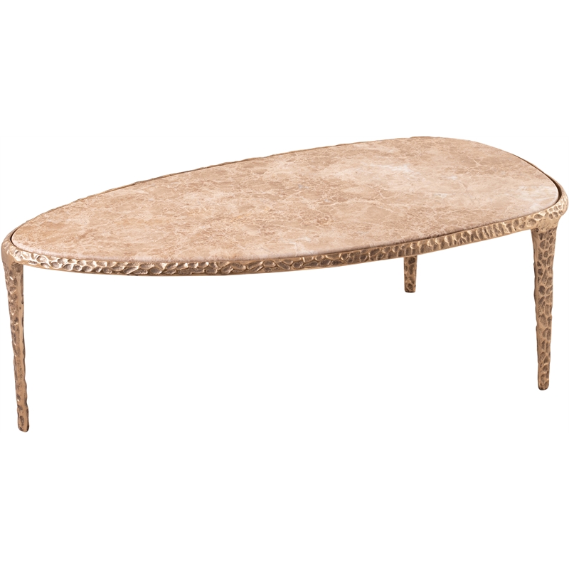 Meridian Furniture Gild Beige Genuine Marble Top And Aluminum Base Coffee Table