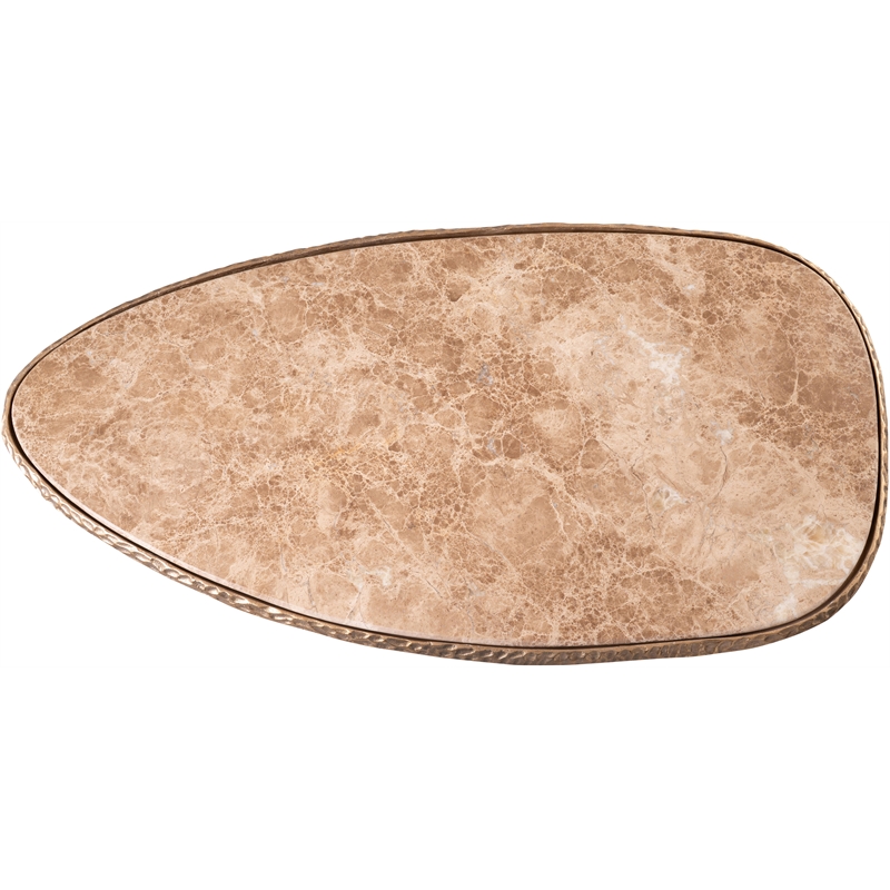 Meridian Furniture Gild Beige Genuine Marble Top And Aluminum Base Coffee Table