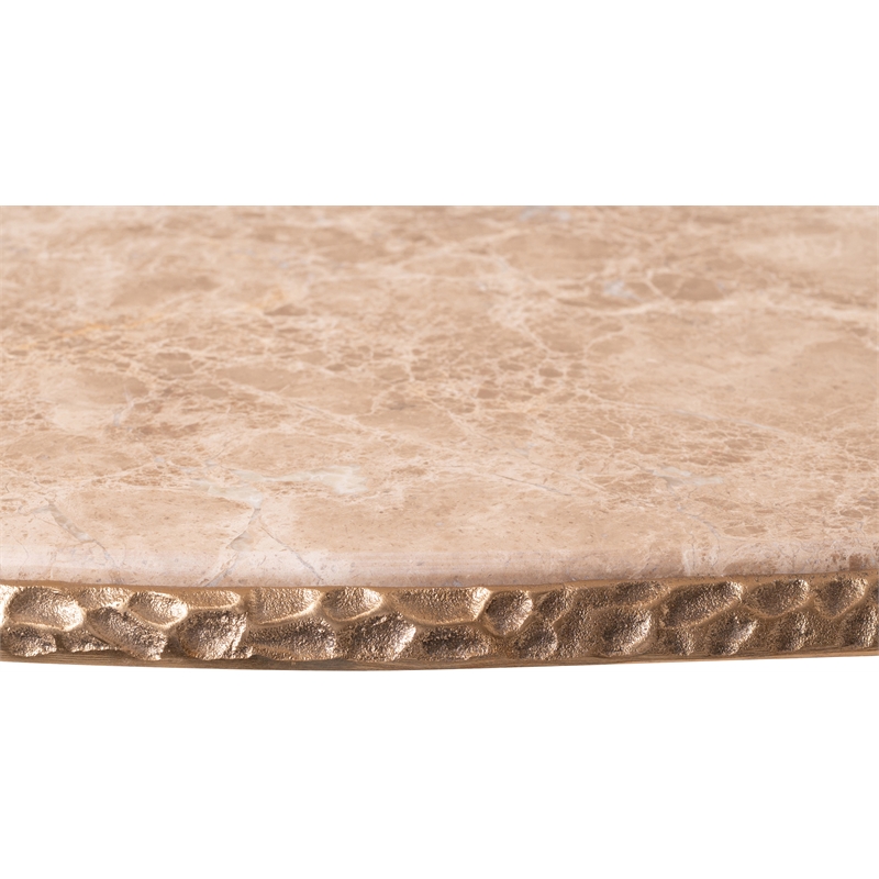 Meridian Furniture Gild Beige Genuine Marble Top And Aluminum Base Coffee Table