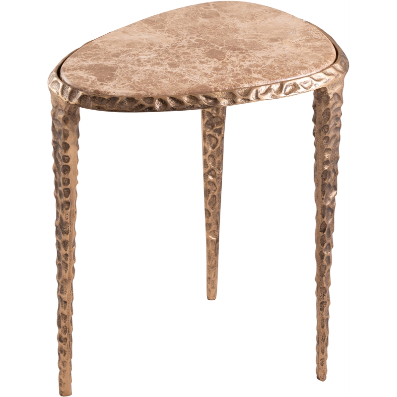 Meridian Furniture Gild Beige Genuine Marble Top End / Side Table