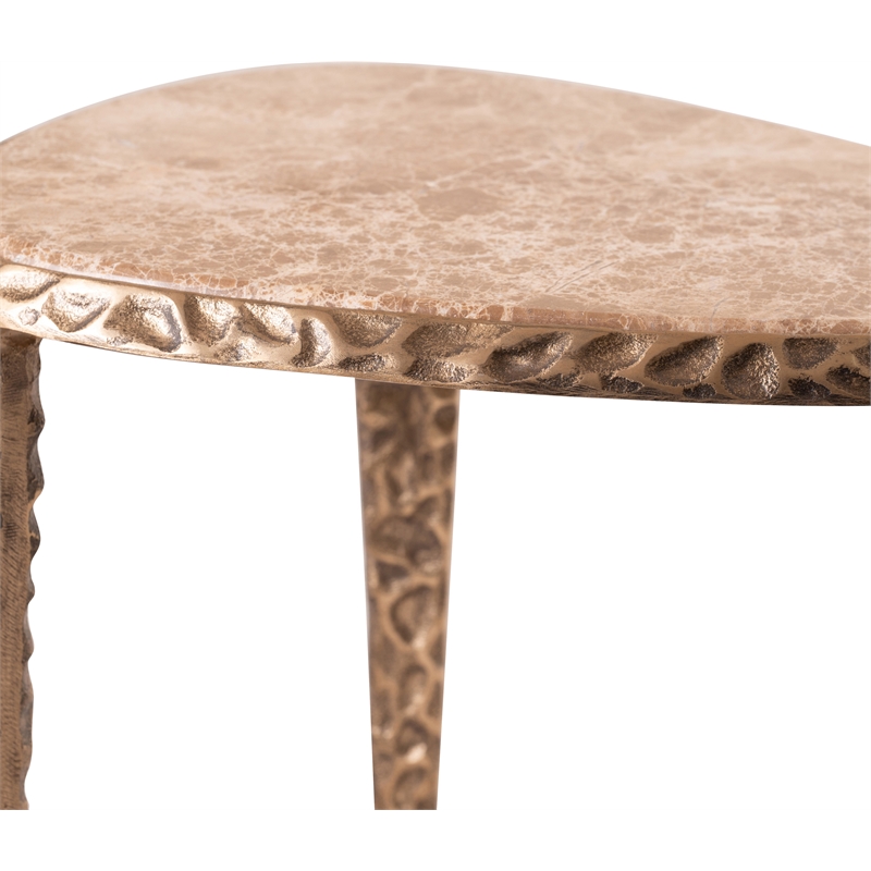 Meridian Furniture Gild Beige Genuine Marble Top End / Side Table