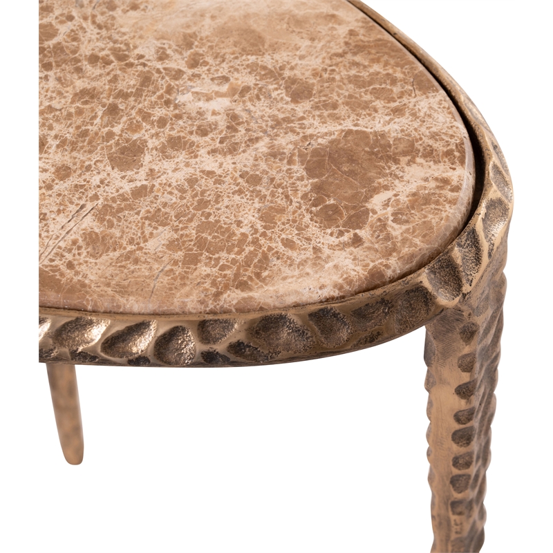 Meridian Furniture Gild Beige Genuine Marble Top End / Side Table