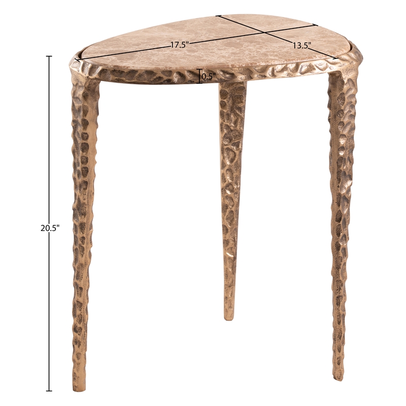 Meridian Furniture Gild Beige Genuine Marble Top End / Side Table