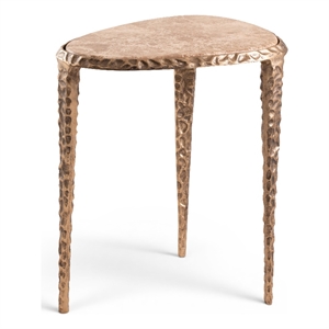 Meridian Furniture Gild Beige Genuine Marble Top End / Side Table