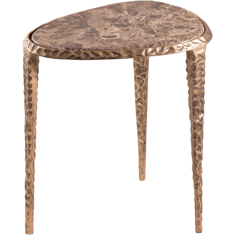 Meridian Furniture Gild Brown Genuine Marble Top End / Side Table