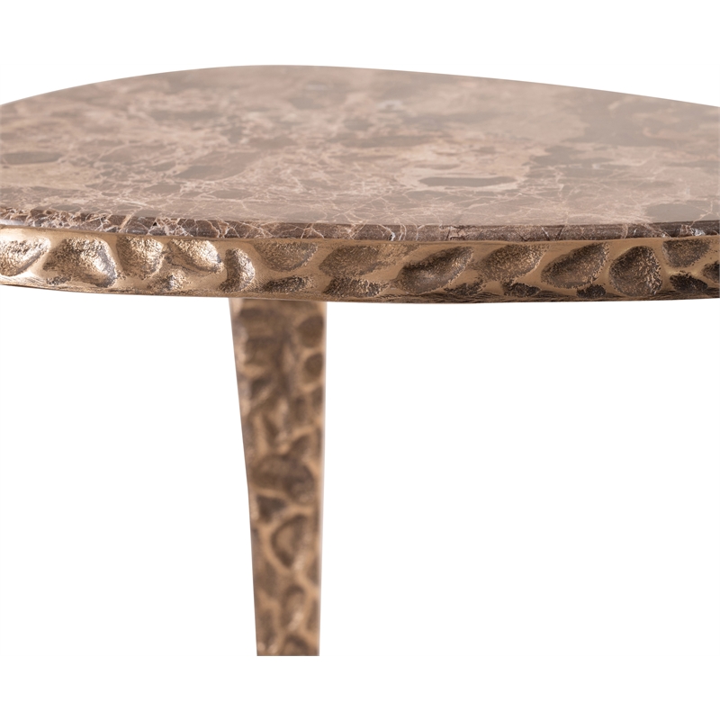 Meridian Furniture Gild Brown Genuine Marble Top End / Side Table