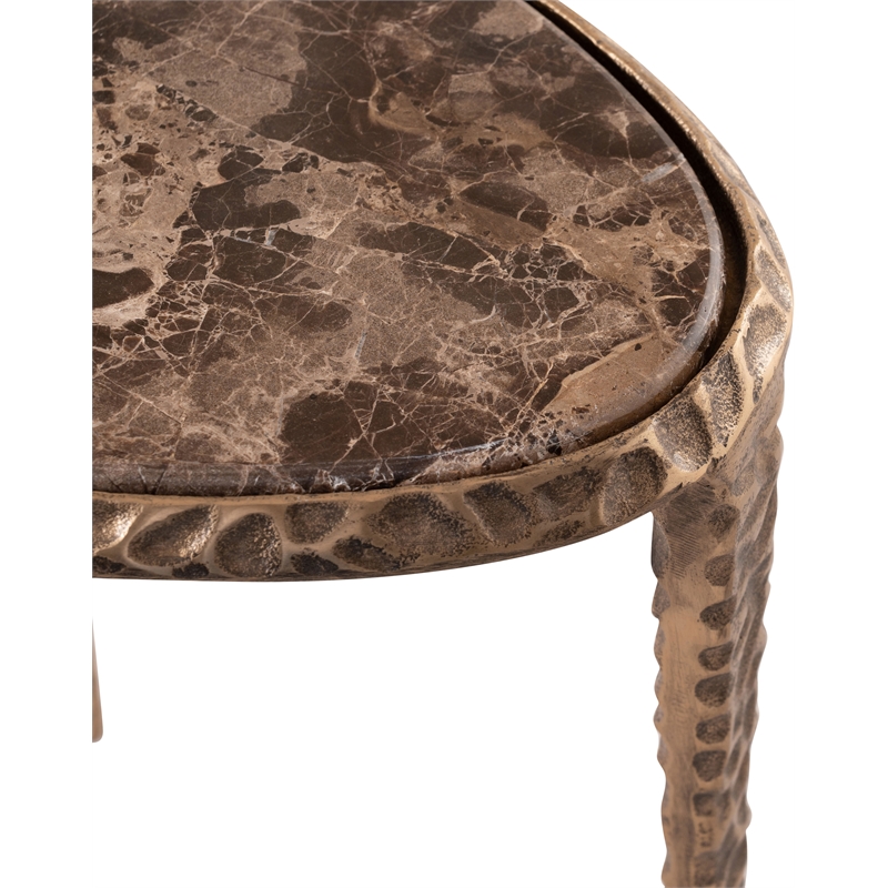 Meridian Furniture Gild Brown Genuine Marble Top End / Side Table