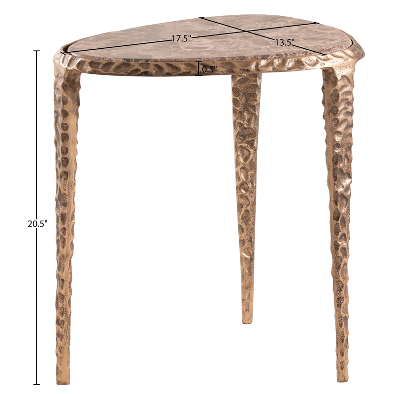 Meridian Furniture Gild Brown Genuine Marble Top End / Side Table