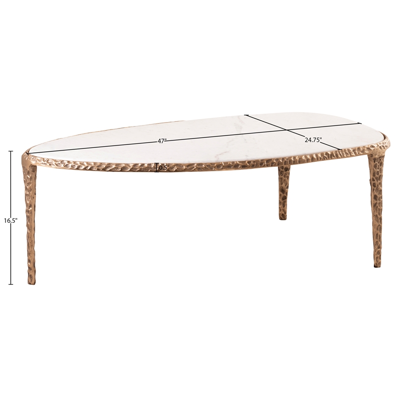 Meridian Furniture Gild White Genuine Marble Top And Aluminum Base Coffee Table