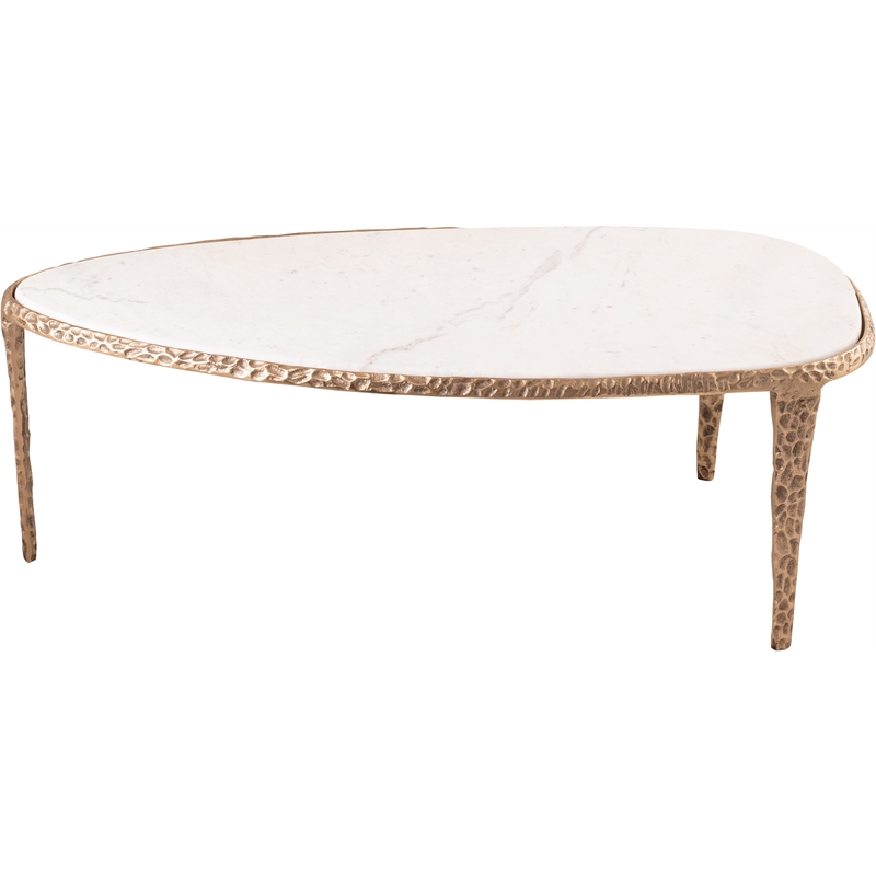 Meridian Furniture Gild White Genuine Marble Top And Aluminum Base Coffee Table