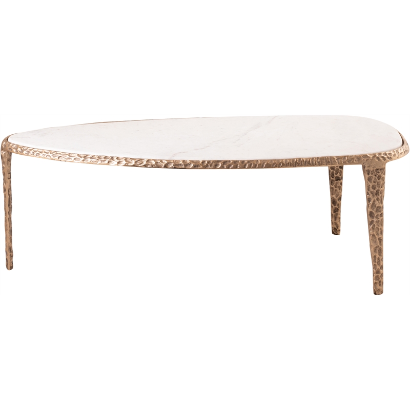 Meridian Furniture Gild White Genuine Marble Top And Aluminum Base Coffee Table