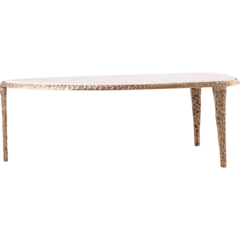 Meridian Furniture Gild White Genuine Marble Top And Aluminum Base Coffee Table