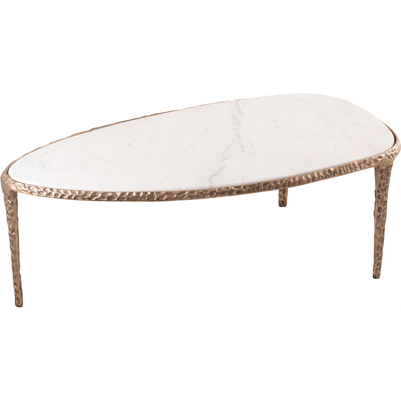 Meridian Furniture Gild White Genuine Marble Top And Aluminum Base Coffee Table