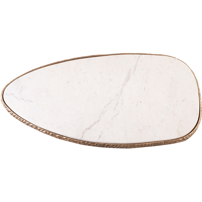 Meridian Furniture Gild White Genuine Marble Top And Aluminum Base Coffee Table