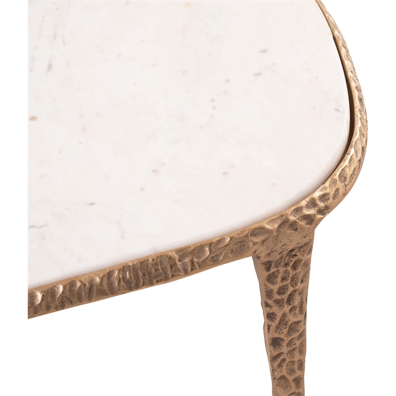 Meridian Furniture Gild White Genuine Marble Top And Aluminum Base Coffee Table
