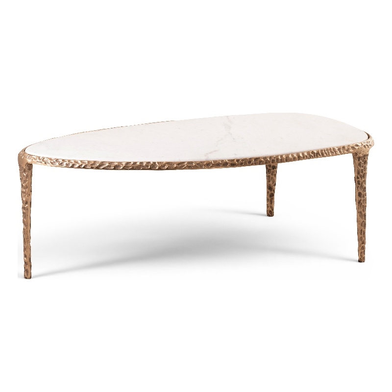 Meridian Furniture Gild White Genuine Marble Top And Aluminum Base Coffee Table