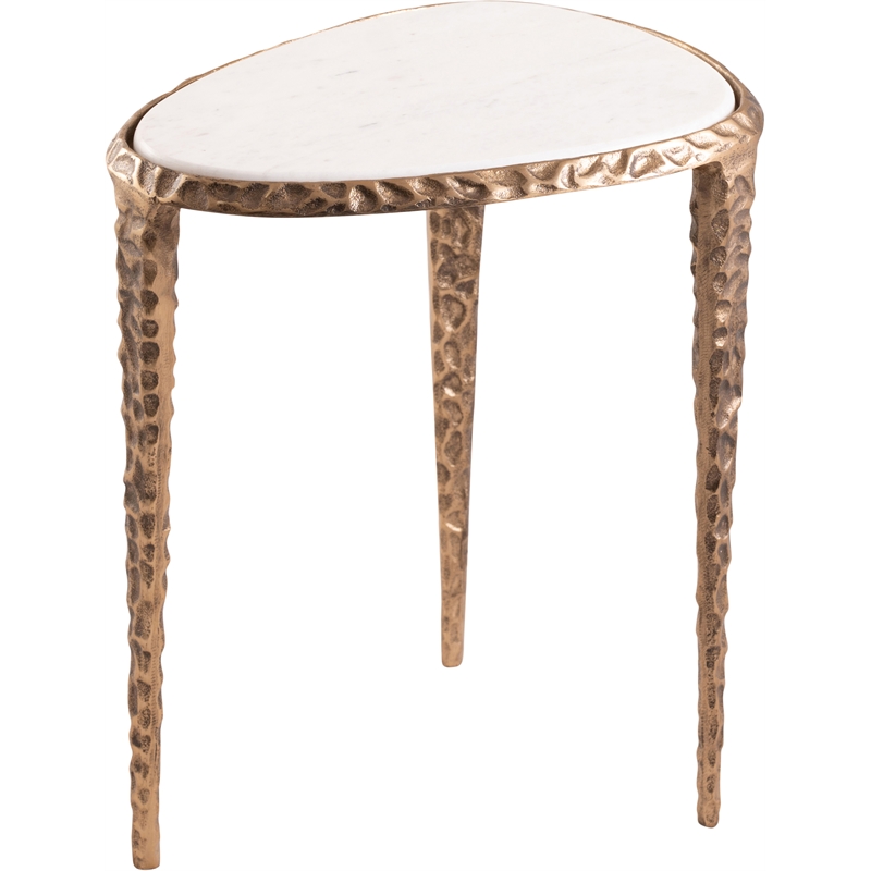 Meridian Furniture Gild White Genuine Marble Top End / Side Table