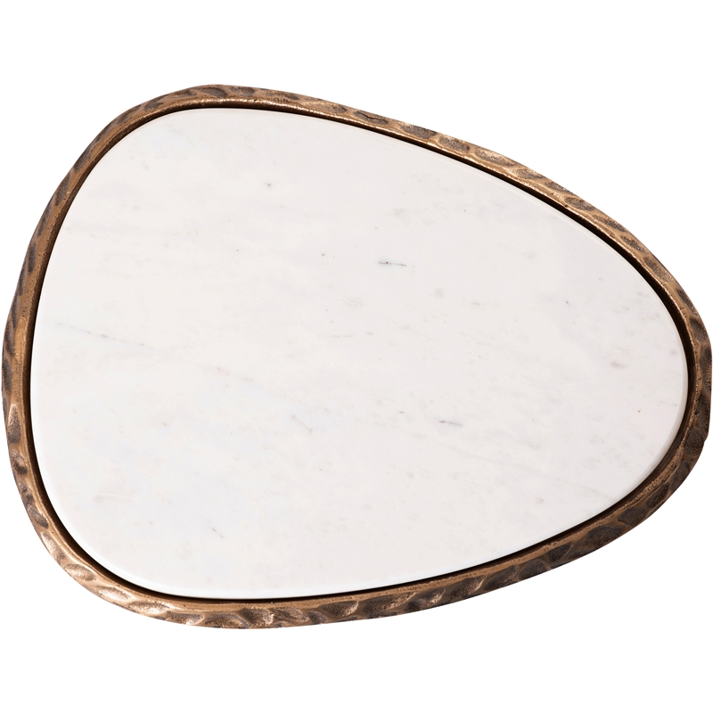 Meridian Furniture Gild White Genuine Marble Top End / Side Table