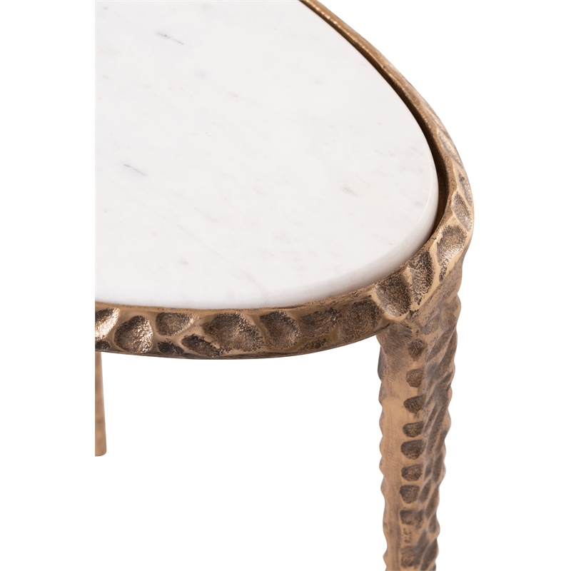 Meridian Furniture Gild White Genuine Marble Top End / Side Table