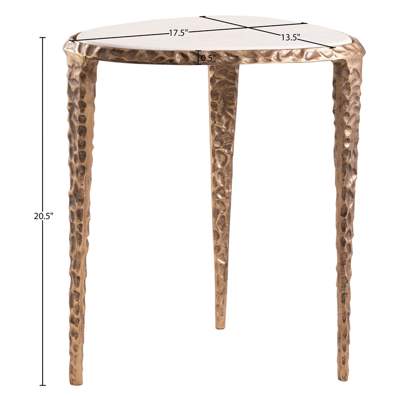 Meridian Furniture Gild White Genuine Marble Top End / Side Table