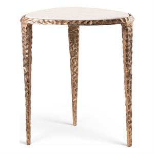 Meridian Furniture Gild White Genuine Marble Top End / Side Table