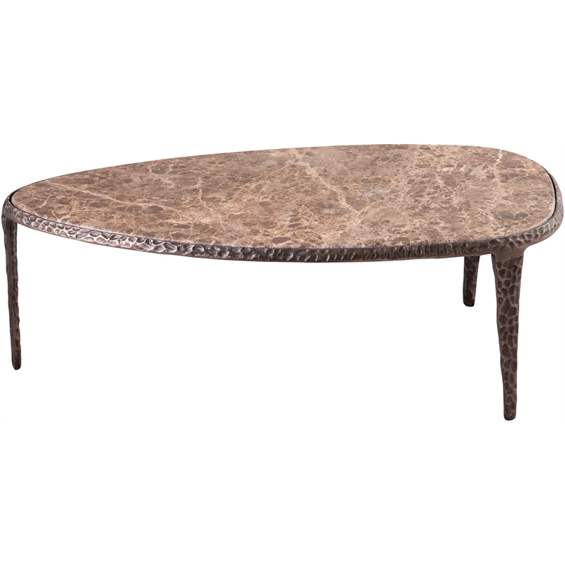 Meridian Furniture Gild Beige Genuine Marble Top And Aluminum Base Coffee Table