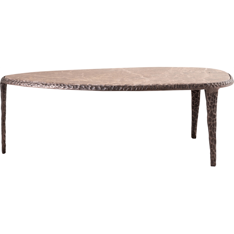 Meridian Furniture Gild Beige Genuine Marble Top And Aluminum Base Coffee Table