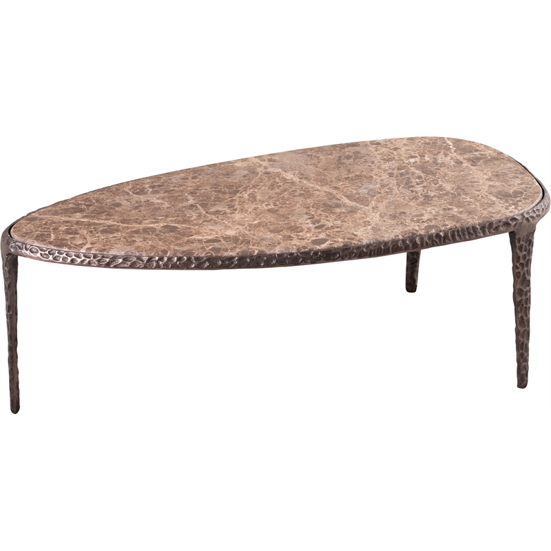 Meridian Furniture Gild Beige Genuine Marble Top And Aluminum Base Coffee Table