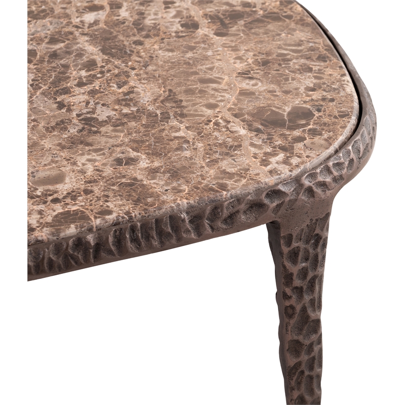 Meridian Furniture Gild Beige Genuine Marble Top And Aluminum Base Coffee Table